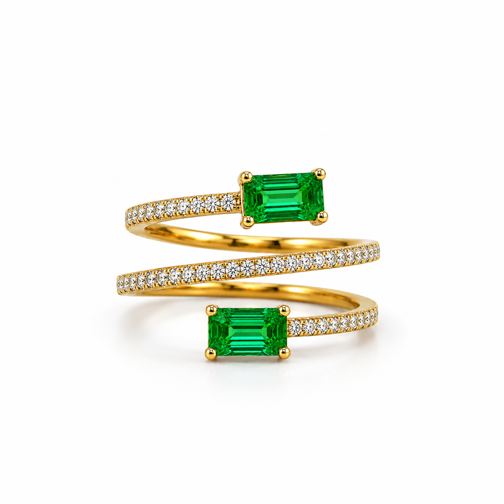 Stella Spiral Emerald Ring