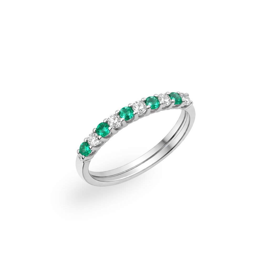 Siena Emerald and Diamond Half Eternity Ring