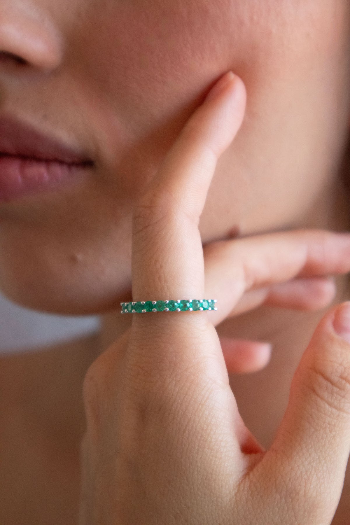 Vega Emerald Half Eternity Ring