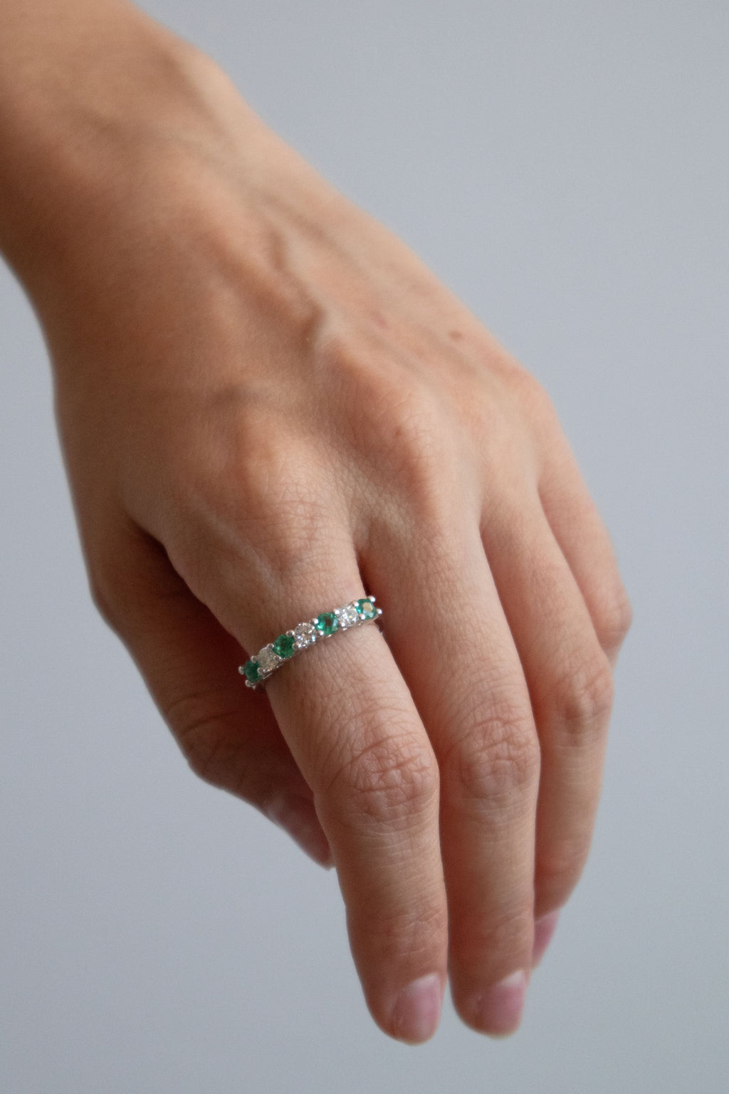 Siena Emerald and Diamond Half Eternity Ring