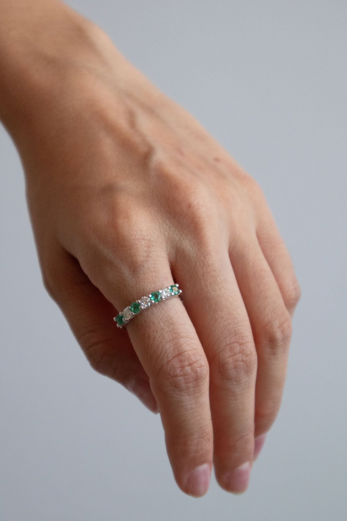 Siena Emerald and Diamond Half Eternity Ring