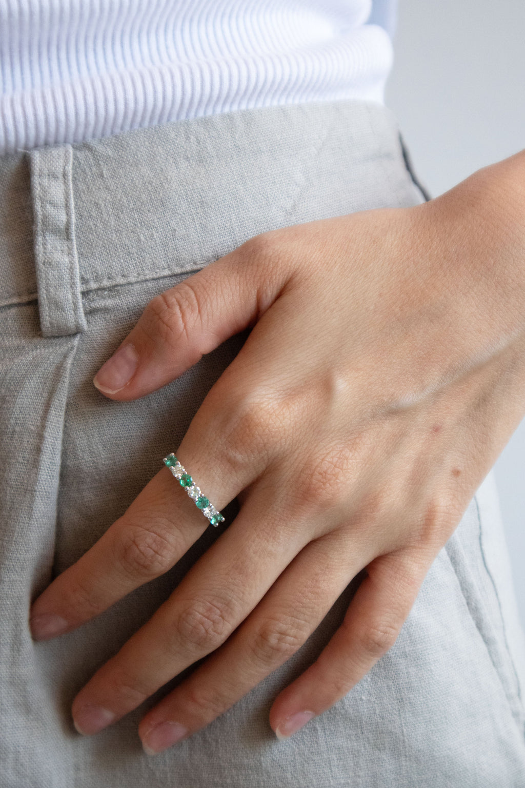 Siena Emerald and Diamond Half Eternity Ring